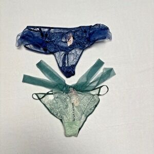 Victoria's Secret Dream Angels Thong Tanga Blue M/M Cheekini Bikini Green M/M